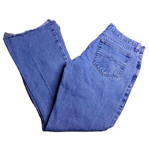 Vintage Curfew Womens Flare Jeans 11 Medium Wash Mid Rise Raw Hem Juniors